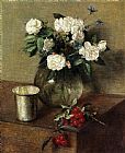 White Roses and Cherries by Henri Fantin-Latour